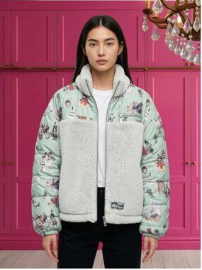 Disney Parks Haunted Mansion Leota Fleece Sherpa Puffer Quilted Jacket New XL